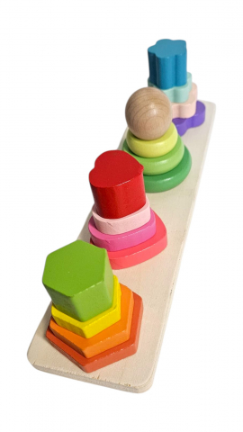 Sortare și stivuire - Turn de stivuire și sortator de forme geometrice 4 în 1