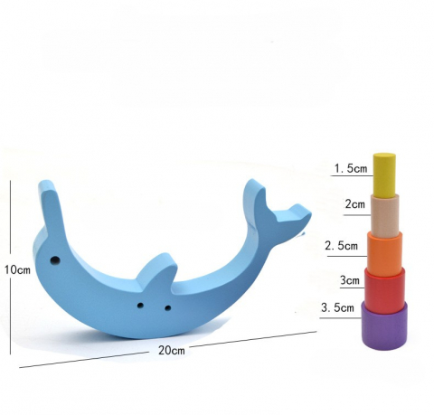 Joc de Echilibru cu Delfin din Lemn – Jucărie Educativă Montessori [3]