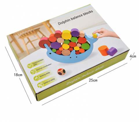 Joc de Echilibru cu Delfin din Lemn – Jucărie Educativă Montessori [1]