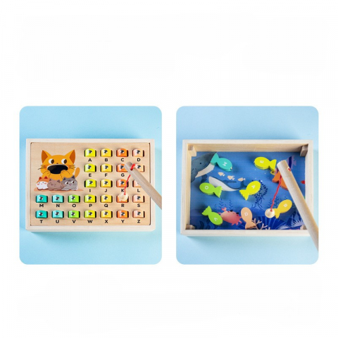 Joc Montessori Alfabet și Pescuit cu Bețișoare din Lemn [2]