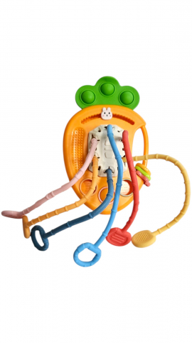 De dentiție - Jucărie educațională Montessori „Morcovelul cu șnururi” – dezvoltare, dentiție și joacă interactivă. Fără BPA