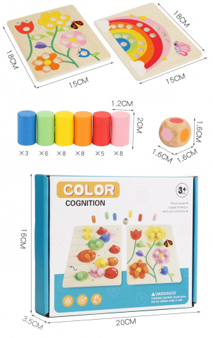Jucărie educativă din lemn pentru sortare pe culori cu ciocănel pentru copii 1-3 ani [3]