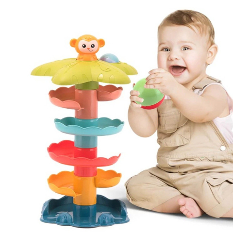 Jucării interactive - Jucărie interactivă circuit cu bile - animăluț, 6 nivele