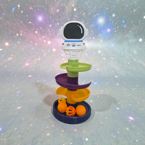 Jucării interactive - Jucărie interactivă circuit cu bile - planete, 4 nivele, cu coș