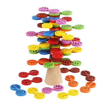 Jucărie Montessori din Lemn – Set de 56 de Piese pentru Construire, Echilibru și Dezvoltare Cognitivă [1]
