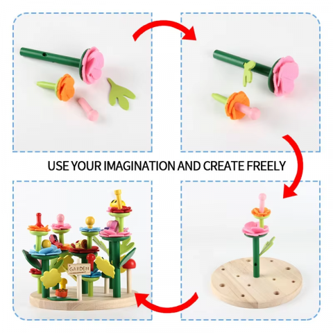 Jucărie Montessori DIY din Lemn – Set de Construcție Grădină cu Flori [2]