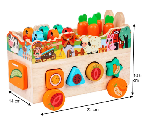 Senzoriale - masinuta-multifunctionala-sortare-montessori-lemn