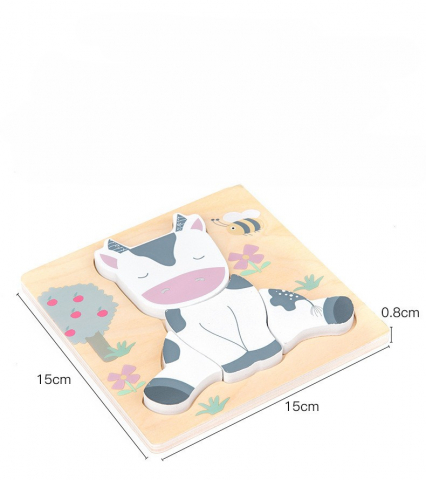 Puzzle - Puzzle 3D Montessori din Lemn - animale domestice