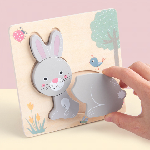Produse - Puzzle 3D Montessori din Lemn - animale domestice