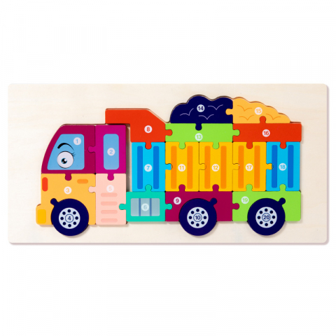 Produse - Puzzle 3D Montessori din Lemn - utilaje
