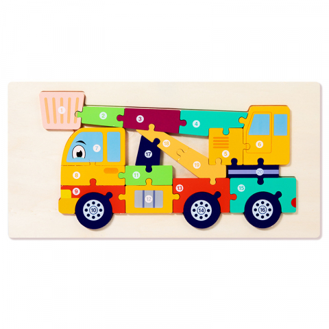 Puzzle 3D Montessori din Lemn - utilaje [1]