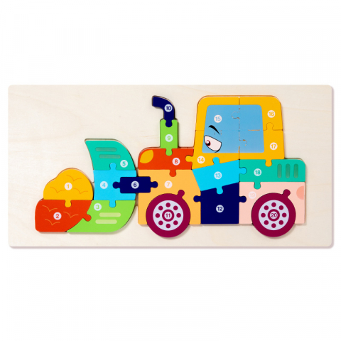 Puzzle 3D Montessori din Lemn - utilaje [1]