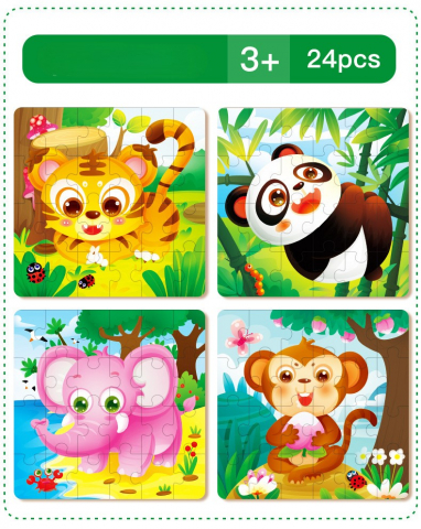 Puzzle - Puzzle Montessori 24 Piese  cu Scene Amuzante pentru Copii