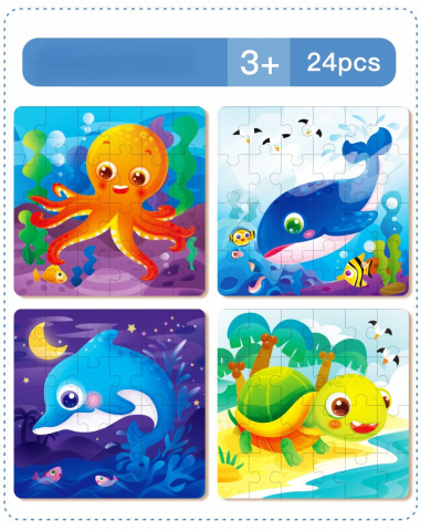 Produse - Puzzle Montessori 24 Piese  cu Scene Amuzante pentru Copii