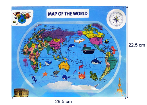 Produse - Puzzle Educațional din Lemn – Harta Lumii, 26 Piese