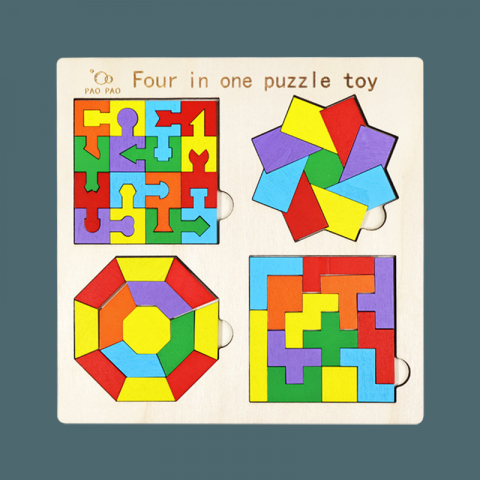 Puzzle - Puzzle educativ din lemn 4 în 1