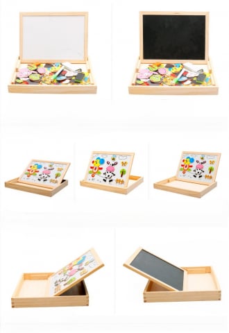 Puzzle Magnetic cu Animale din Lemn – Joc Educațional Creativ 2 în 1 pentru Copii [1]