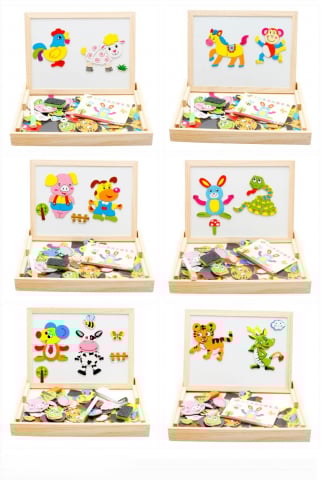 Puzzle Magnetic cu Animale din Lemn – Joc Educațional Creativ 2 în 1 pentru Copii [3]