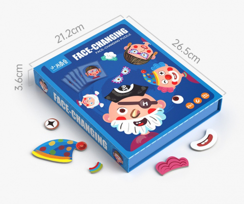 Puzzle magnetic Montessori din lemn cu personaje și autocolante pentru copii 2-13 ani [1]
