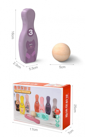 Bowling Lemn Copii – Joc Educativ cu Animale pentru Interior și Exterior [3]