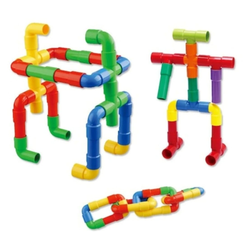 Jocuri de construcție - Set creativ cu tuburi de construcție – jucărie STEM copii, 50 piese