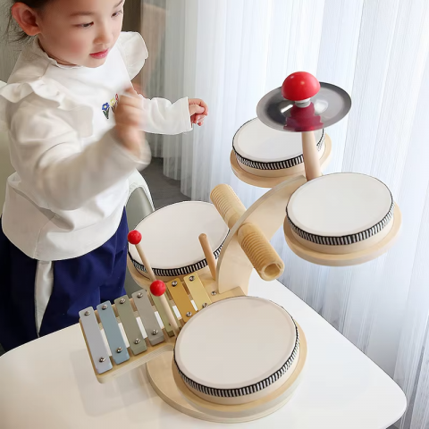Set de Instrumente Muzicale Montessori din Lemn – Tobă și Percuție [1]