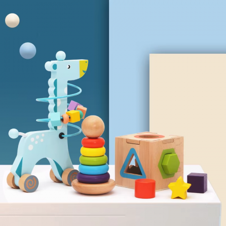 Produse - set-jucarii-lemn-montessori-girafa-cub-turn