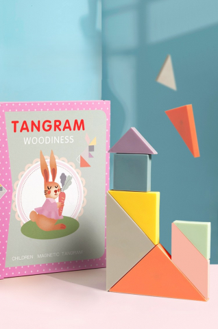 Set Educațional Tangram Magnetic din Lemn [7]
