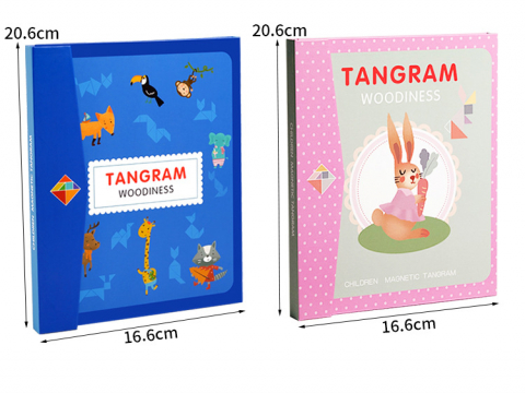 Set Educațional Tangram Magnetic din Lemn [3]