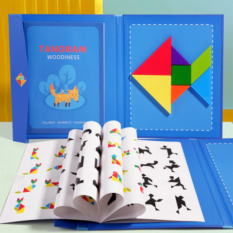 Set Educațional Tangram Magnetic din Lemn [4]
