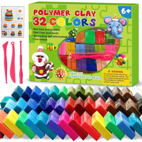 Jucării senzoriale - Set plastilină polimerică 24/32 culori – Polymer Clay cu unelte de modelaj
