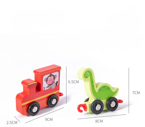 Tren Educativ Lemn Dinozauri – Jucărie Montessori Ecologică pentru Copii [4]