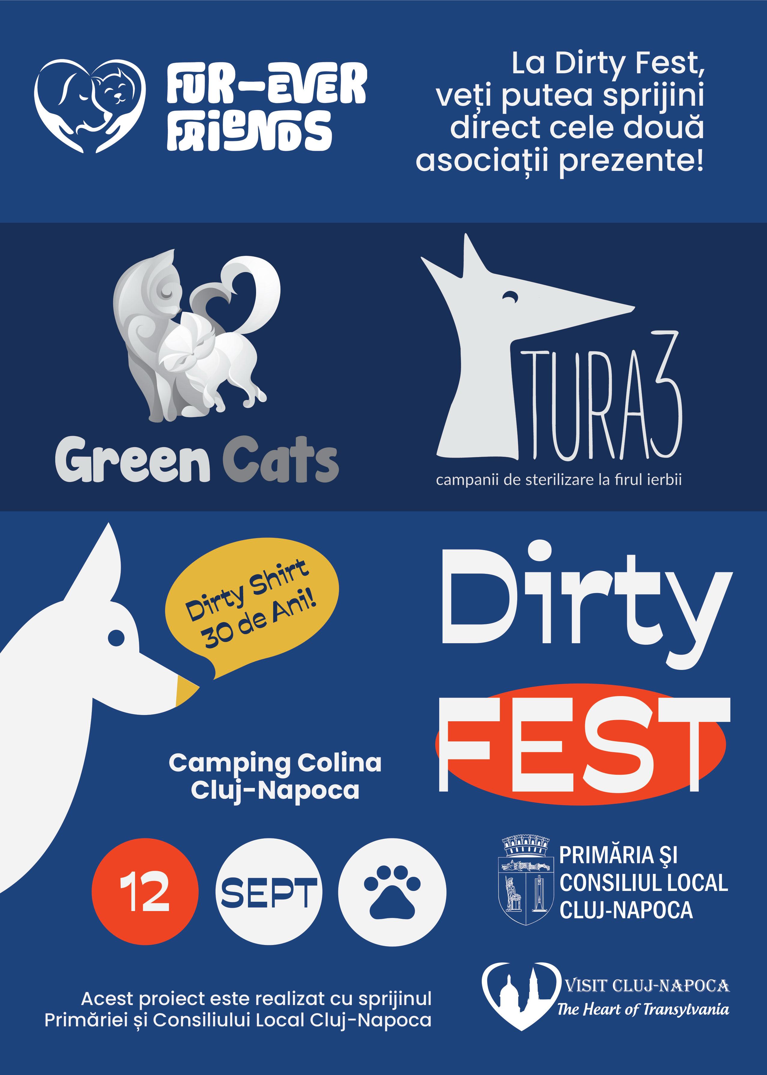 Campania Fur-Ever Friends va fi prezentă la DIRTY FEST CLUJ NAPOCA 2025 - Dirty Shirt 30 de Ani