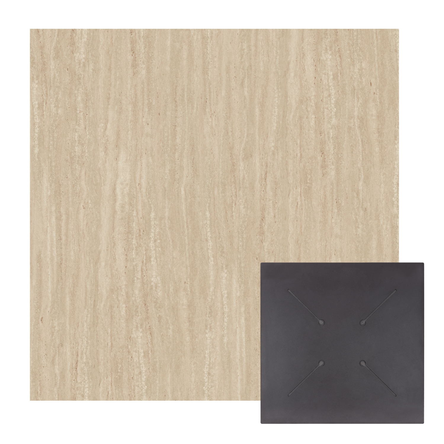 Blaturi HPL - SQUARE HPL TABLETOP HM5839.35 TRAVERTINE STONE COLORING 80x80cm.