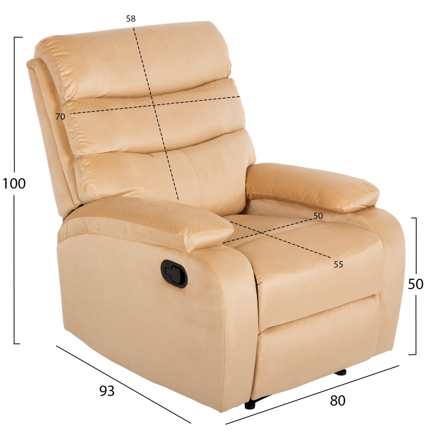 ARMCHAIR RELAX YASUMU HM9783.05 ECRU VELVET 80x93x100Hcm. [2]