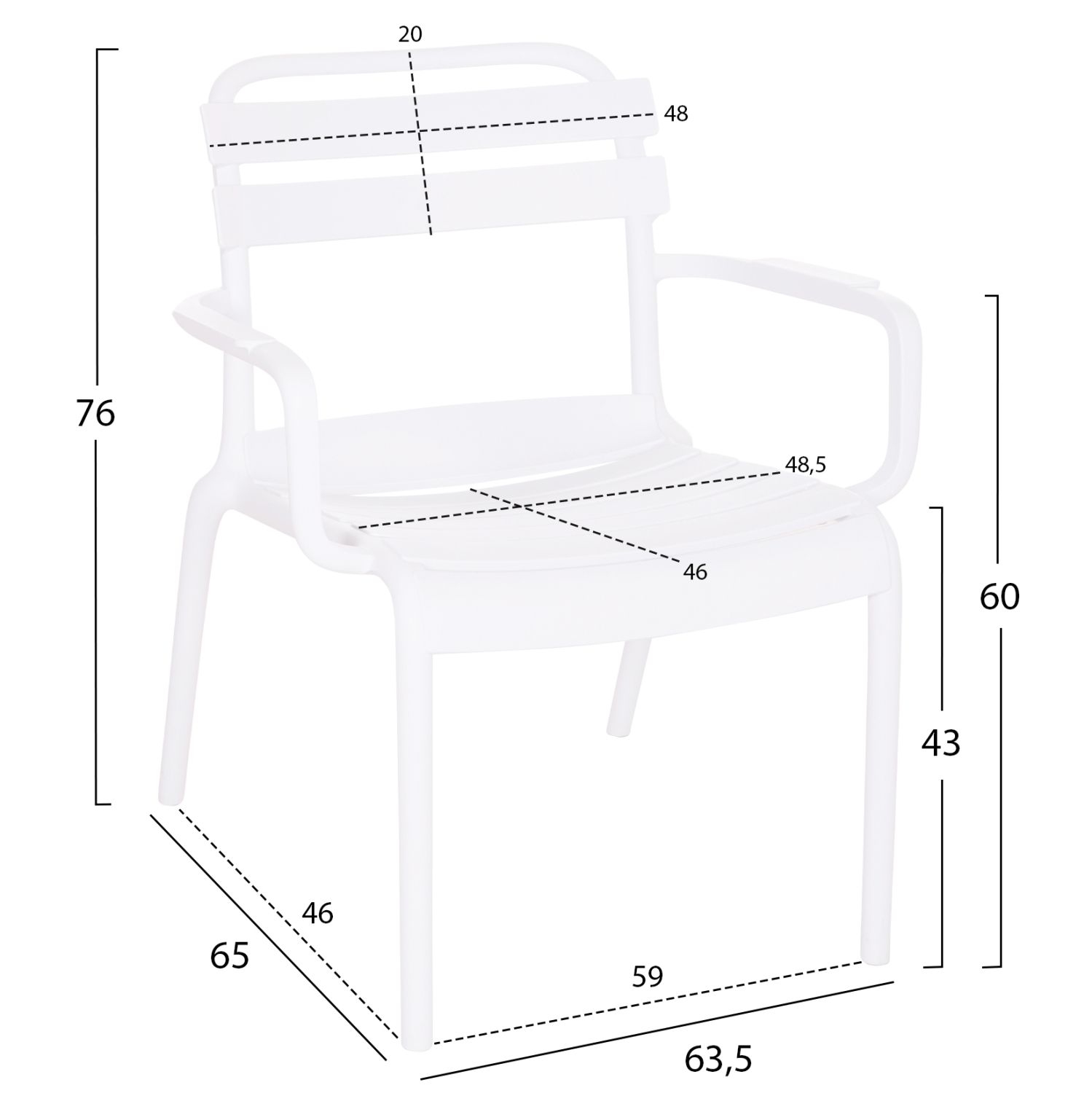 POLYPROPYLENE LOUNGE ARMCHAIR KORVER HM6333.01 WHITE 63.5x65x76Hcm. [2]