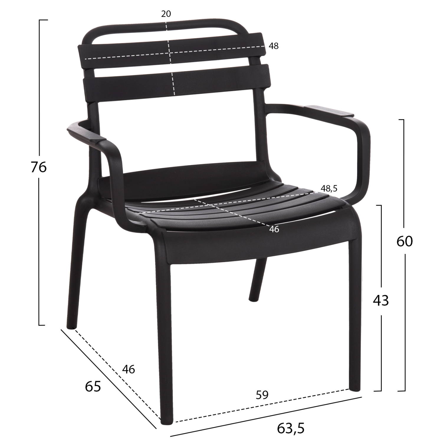 POLYPROPYLENE LOUNGE ARMCHAIR KORVER HM6333.02 BLACK 63.5x65x76Hcm. [2]