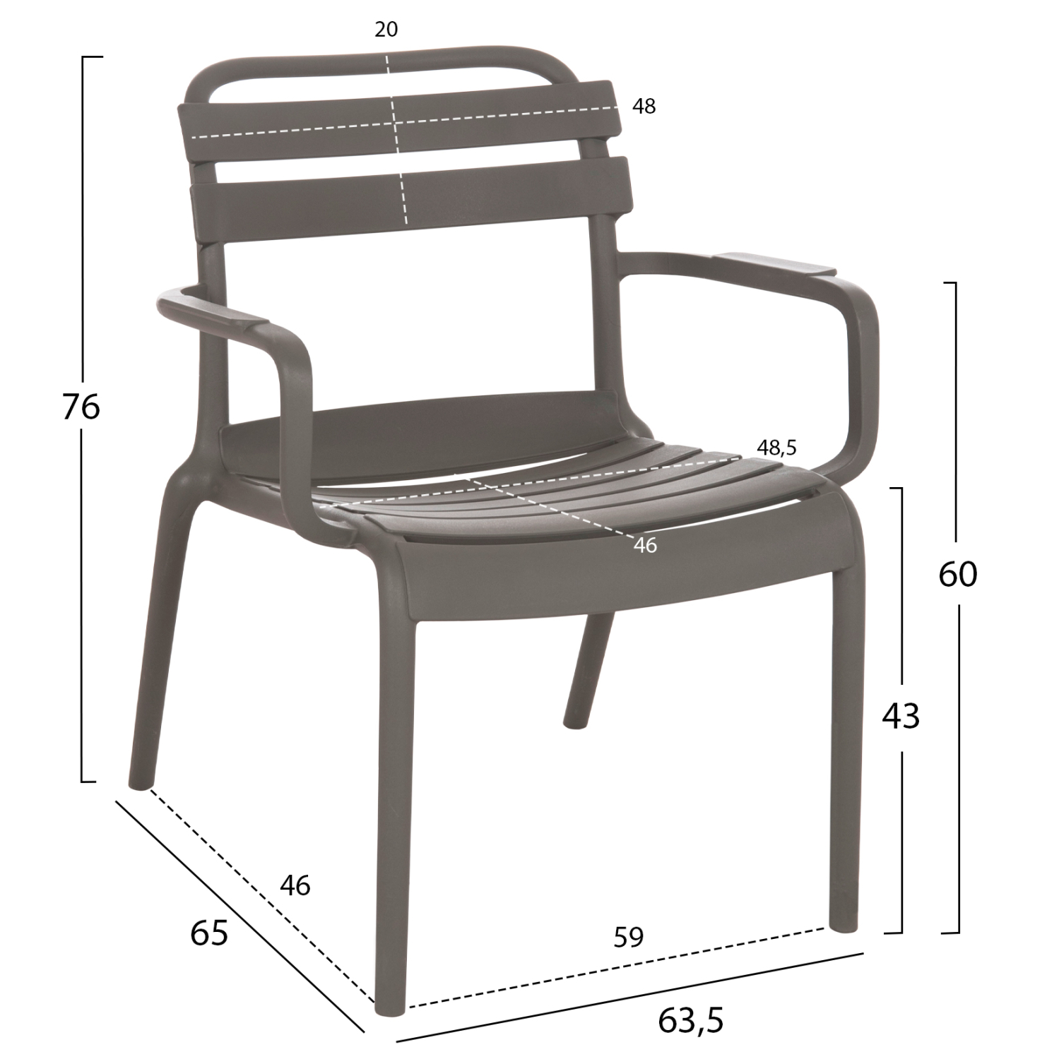 POLYPROPYLENE LOUNGE ARMCHAIR KORVER HM6333.05 DARK OLIVE GREEN 63.5x65x76Hcm. [2]