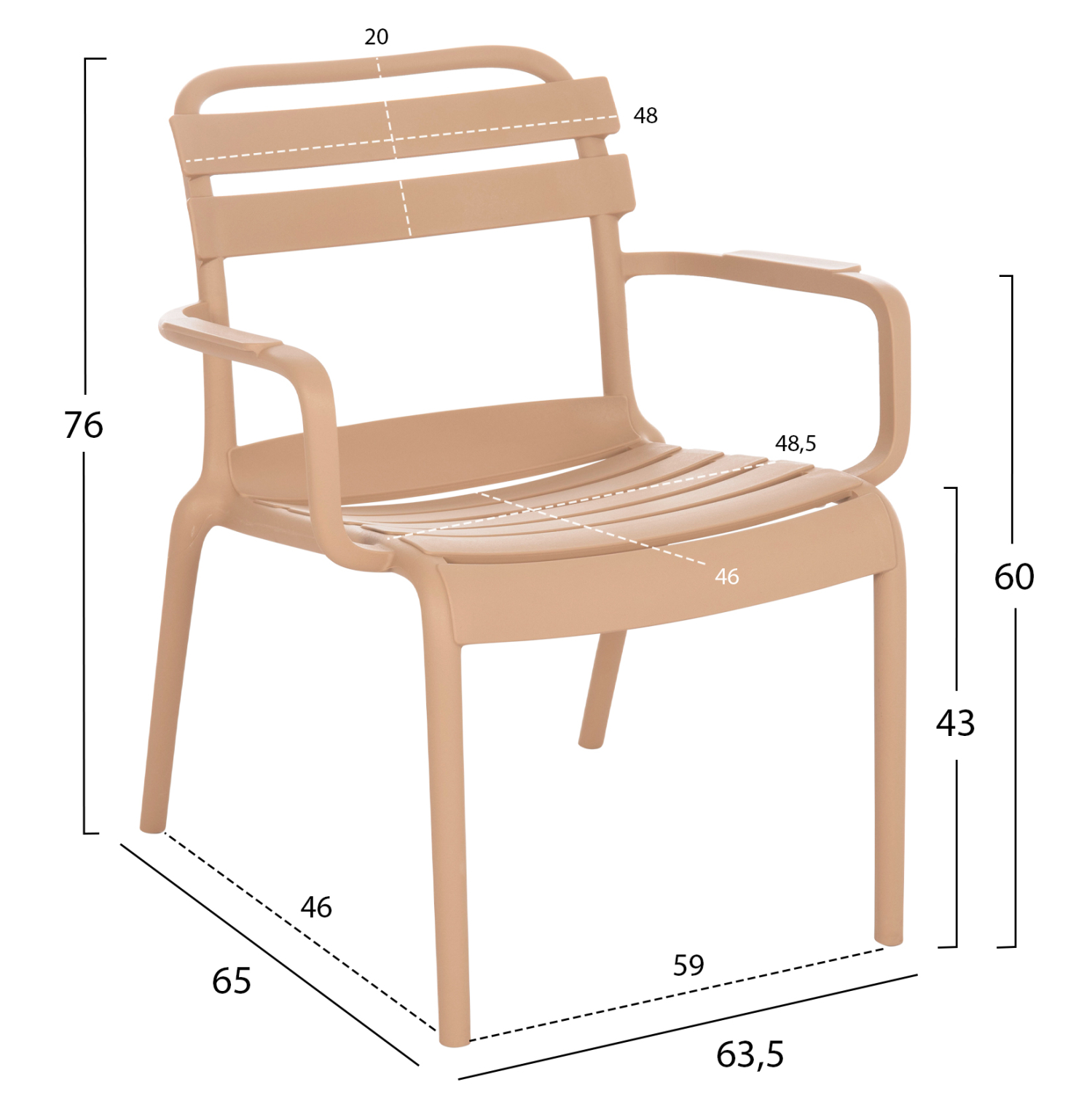 POLYPROPYLENE LOUNGE ARMCHAIR KORVER HM6333.04 CAPPUCCINO 63.5x65x76Hcm. [2]
