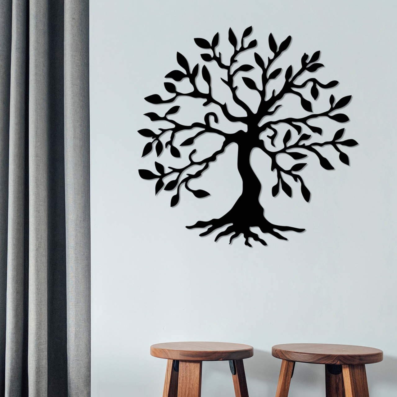 100% METALLIC WALL DECORATION WITH BLACK TREE HM7208 60x60 cm. [3]