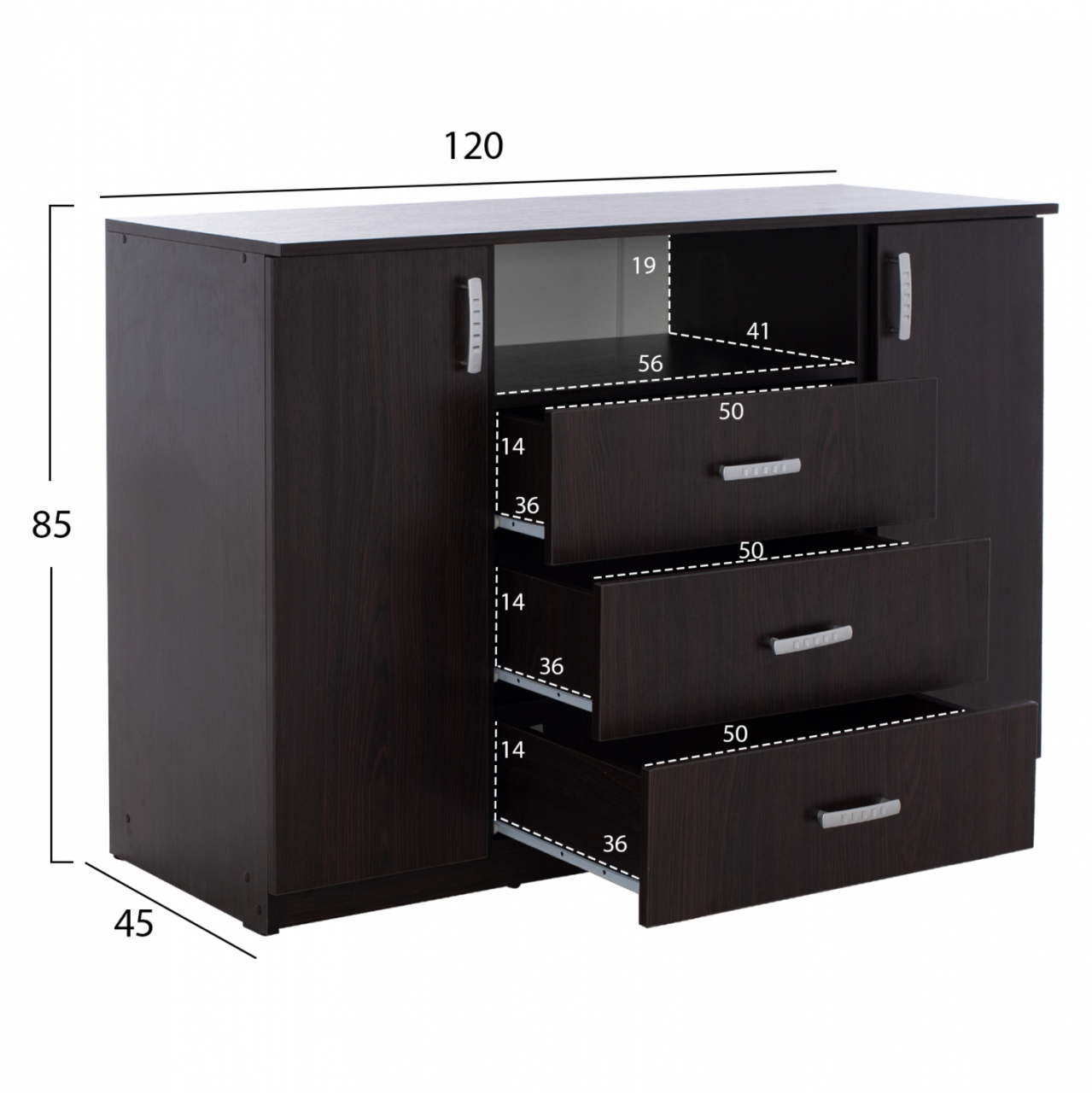 ΜΠΟΥΦΕΣ ΜΕ 2 ΝΤΟΥΛΑΠΙΑ Κ 3 ΣΥΡΤΑΡΙΑ ADLER WENGE HM2430.02 120X45X85Y εκ. [2]