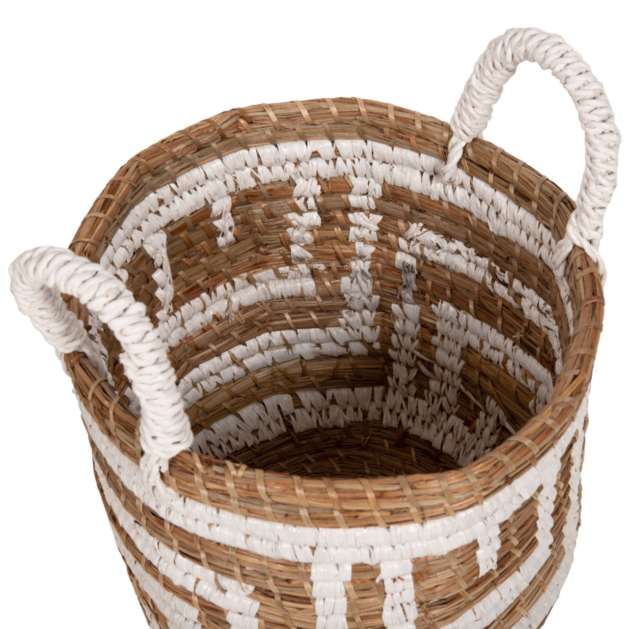 2-PIECE SET OF DECORATIVE BASKETS HM7846.01 MENDONG GRASS IN NATURAL-WHITE COLOR Φ36x32-40Hcm. [5]