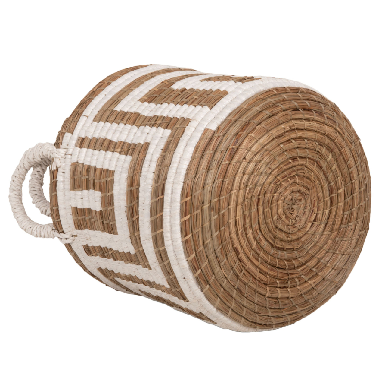 2-PIECE SET OF DECORATIVE BASKETS HM7846.01 MENDONG GRASS IN NATURAL-WHITE COLOR Φ36x32-40Hcm. [4]