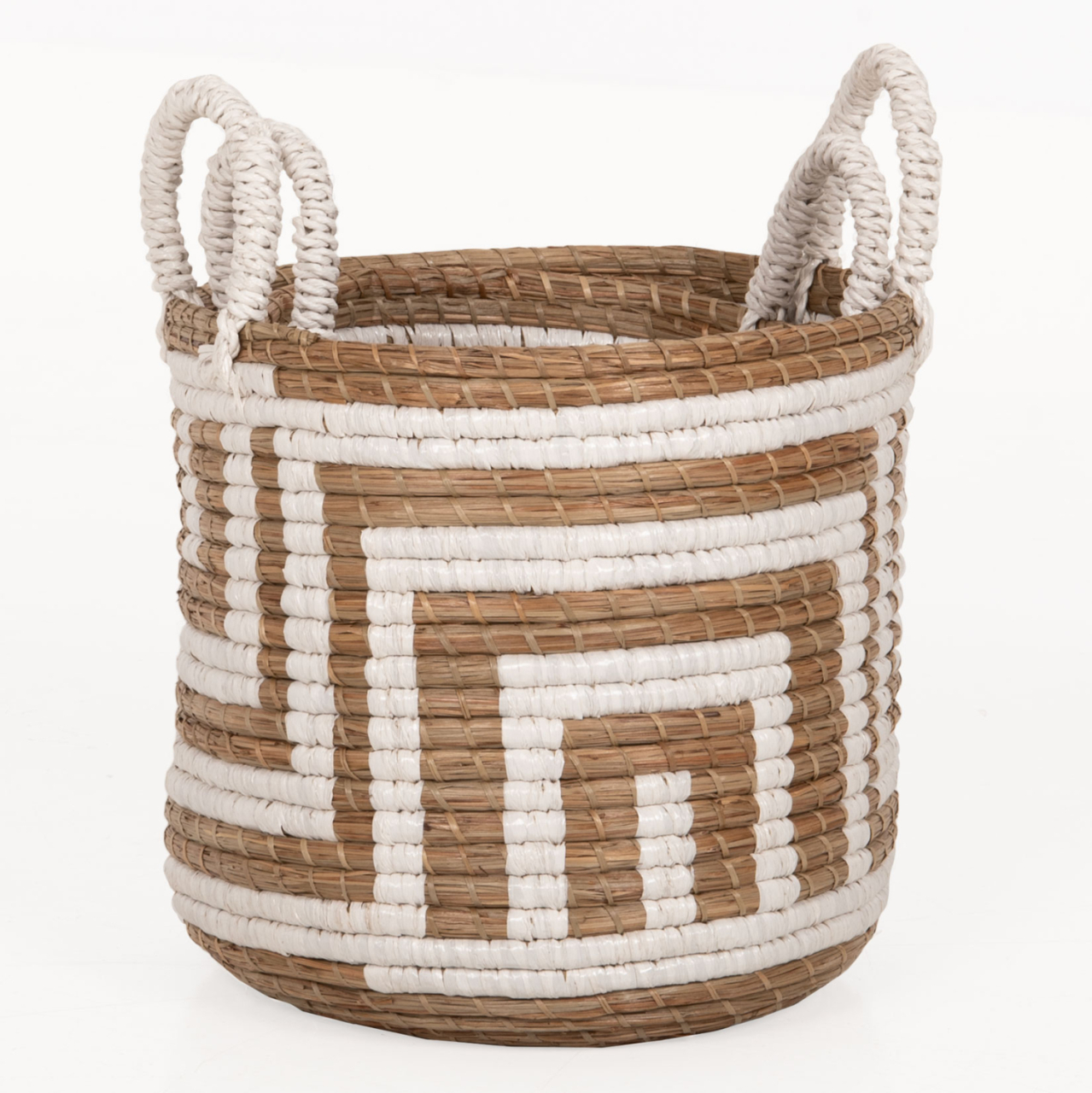 2-PIECE SET OF DECORATIVE BASKETS HM7846.01 MENDONG GRASS IN NATURAL-WHITE COLOR Φ36x32-40Hcm. [3]