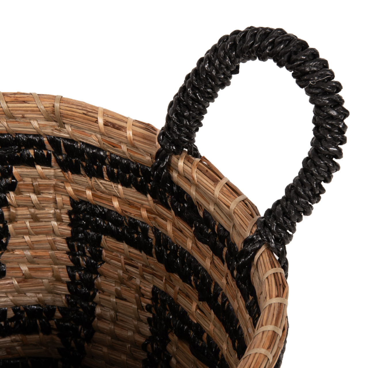 2-PIECE SET OF DECORATIVE BASKETS HM7846.02 MENDONG GRASS IN NATURAL-BLACK COLOR Φ36x32-40Hcm. [6]