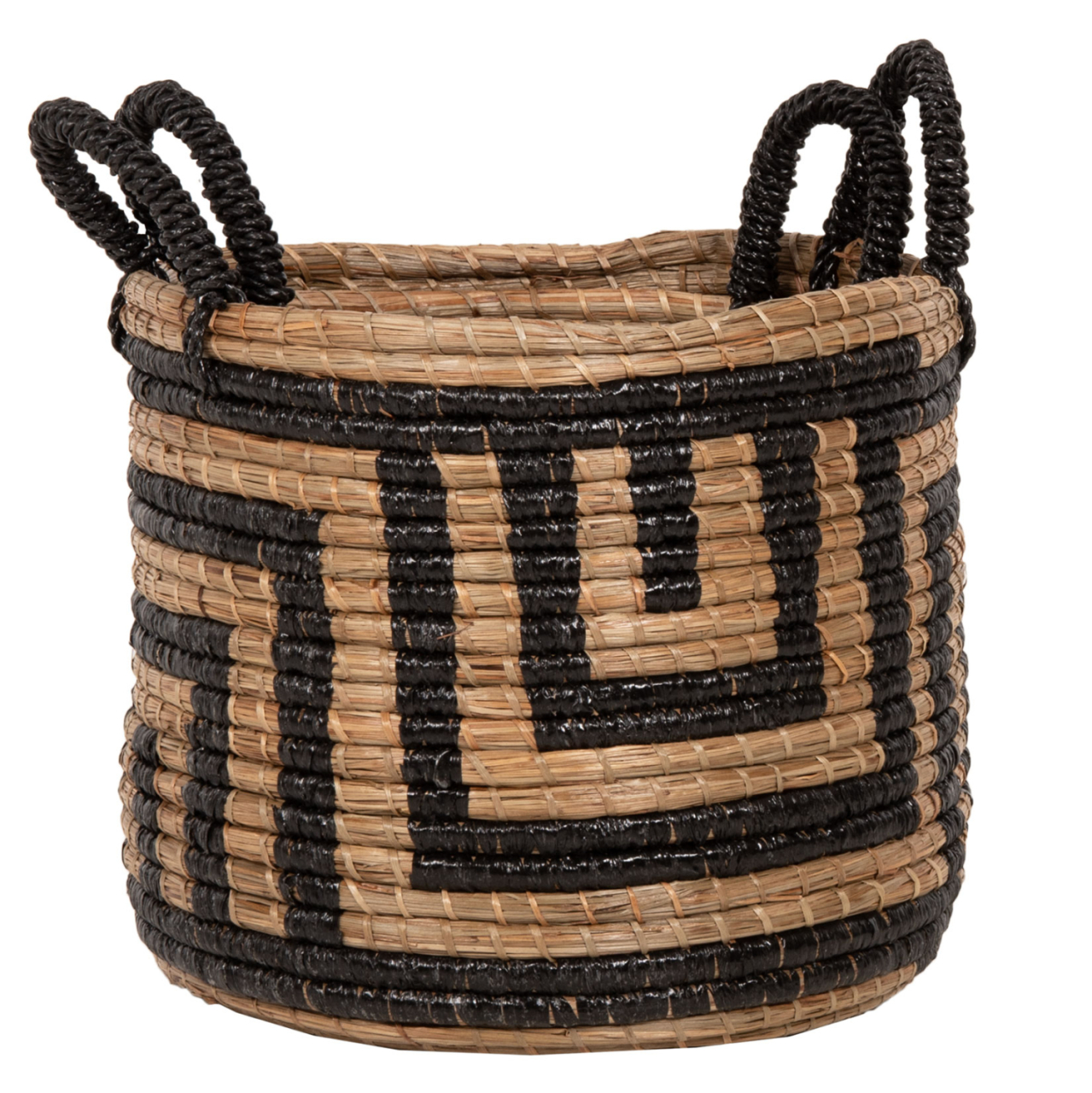 2-PIECE SET OF DECORATIVE BASKETS HM7846.02 MENDONG GRASS IN NATURAL-BLACK COLOR Φ36x32-40Hcm. [3]