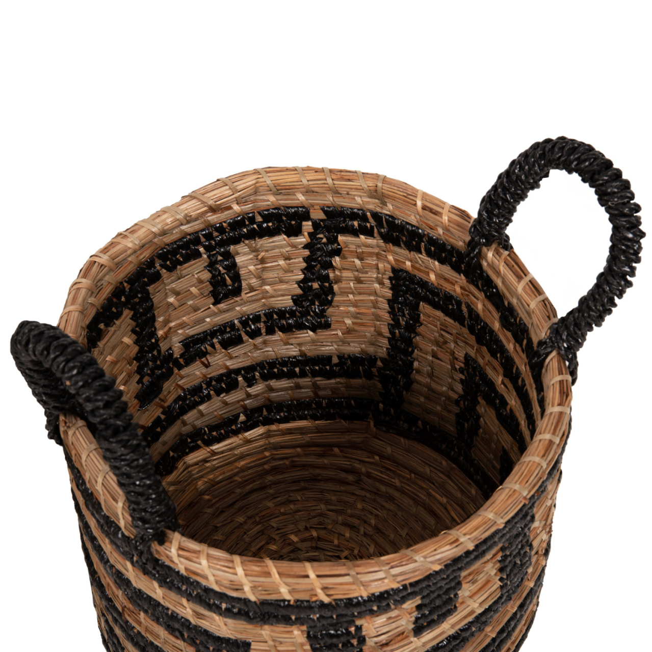 2-PIECE SET OF DECORATIVE BASKETS HM7846.02 MENDONG GRASS IN NATURAL-BLACK COLOR Φ36x32-40Hcm. [5]