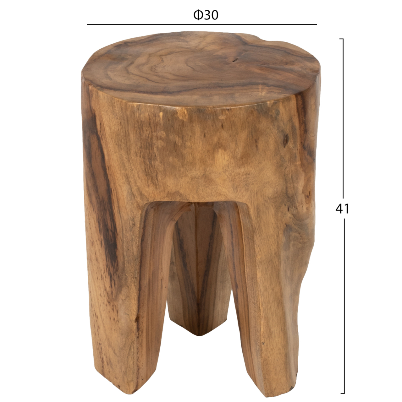 3-LEG STOOL SOLID TEAK NATURAL COLOR Φ30x40Hcm.HM9349 [2]