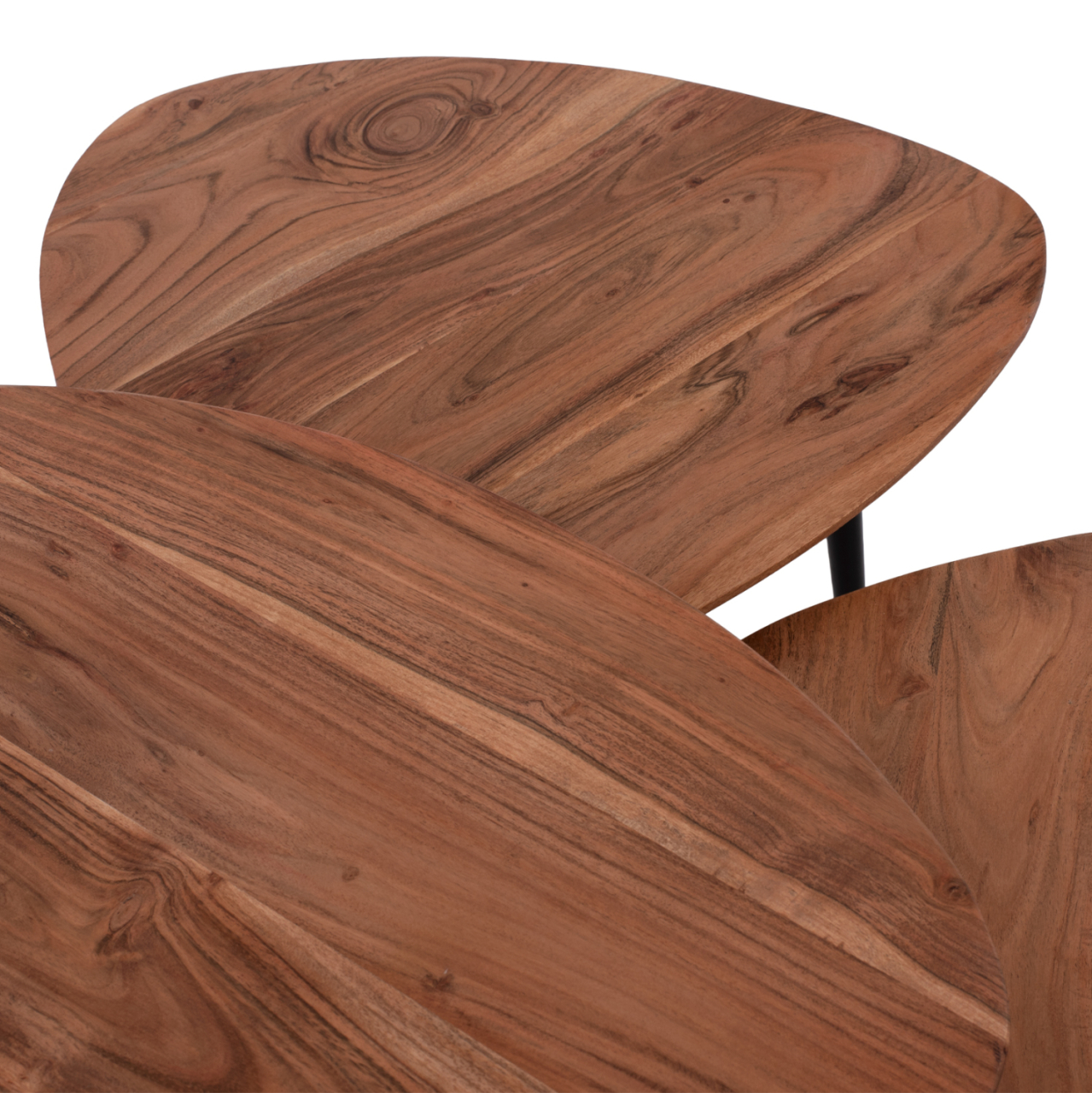 3 NESTING TABLES EMILIANO HM9256 ACACIA WOOD WITH METAL BLACK LEGS 69,5x67x46H CM. [5]