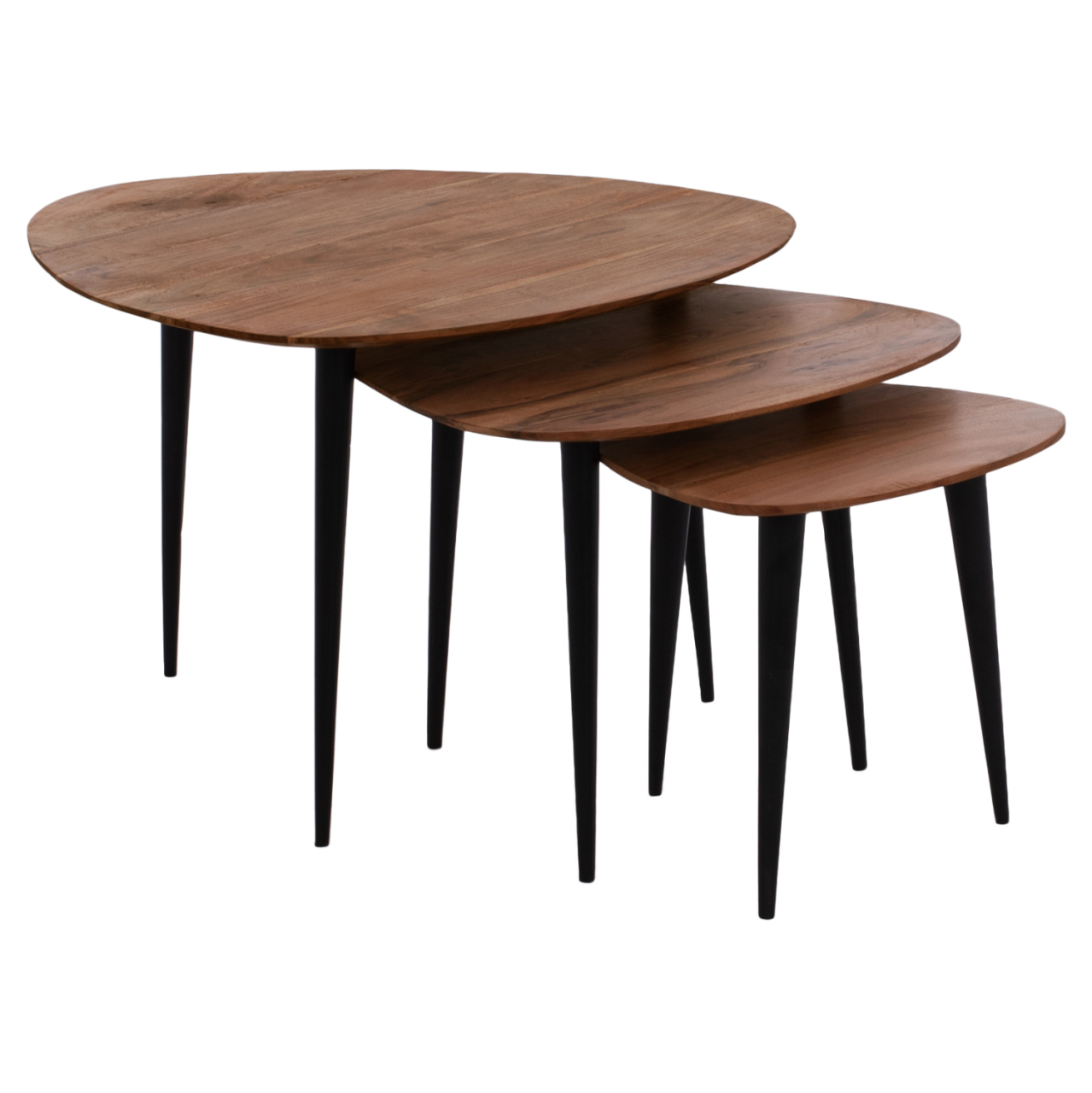 3 NESTING TABLES EMILIANO HM9256 ACACIA WOOD WITH METAL BLACK LEGS 69,5x67x46H CM. [3]
